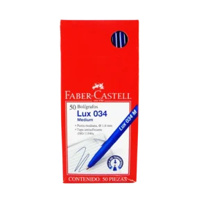 Bolígrafo Faber Castell Lux 034 Azul (Caja de 50 Unidades, Punta 1.0 mm)