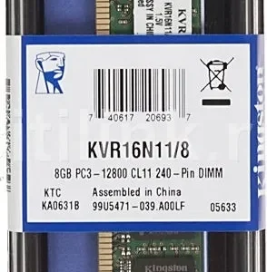 DIMM KINGSTON 8gB 1600MHZ DDR3 CL11 KVR16N 11-8
