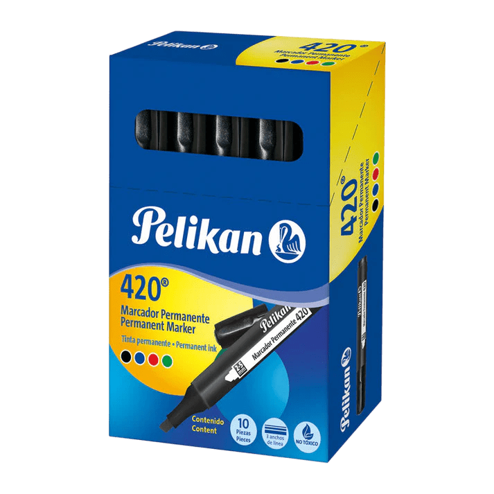 Marcador Permanente Pelikan 420 Negro (Paquete de 10 Unidades)