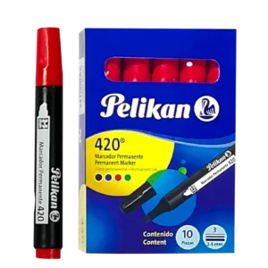 Marcador Permanente Pelikan 420 Rojo (Paquete de 10 Unidades)