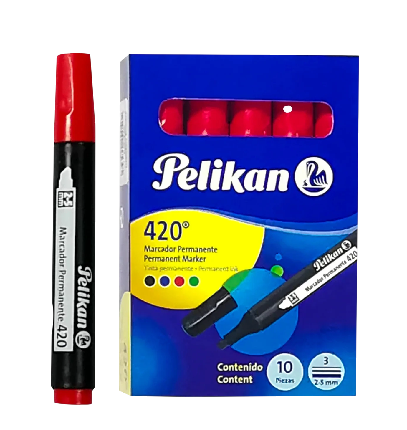 Marcador Permanente Pelikan 420 Rojo (Paquete de 10 Unidades)