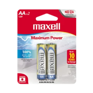 Pila AA Maxell Par (pila AA, batería Maxell, batería doble A, pila alcalina Maxell, pack x2)