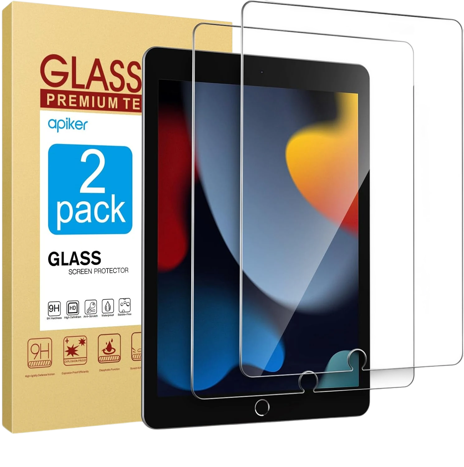 protectores de pantalla para iPad de 9ª, 8ª, 7ª generación de 10.2 pulgadas (vidrio templado iPad, protector iPad 10.2, compatible 2021 2020 2019, antirayones, protector pantalla Apple)