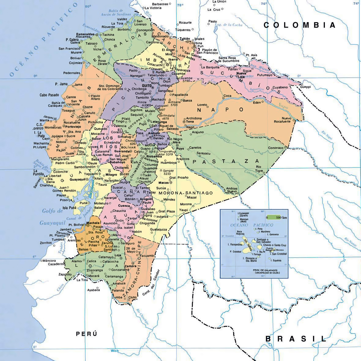 MAPA POLÍTICO DEL ECUADOR 198x681 cm (mapa Ecuador grande, mapa político pared, mapa educativo gigante, 198x681 cm)