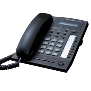 Teléfono digital Panasonic KX-T7665 negro con pantalla y teclas programables