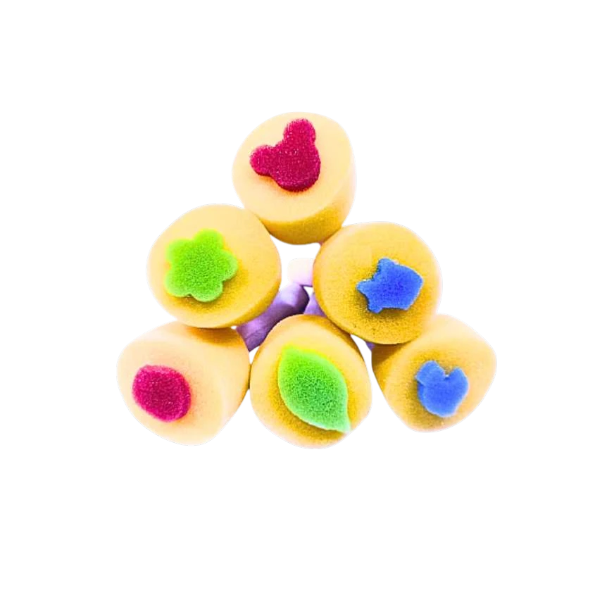 Set de 6 sellos de esponja con mango de madera para manualidades y técnicas de stencil