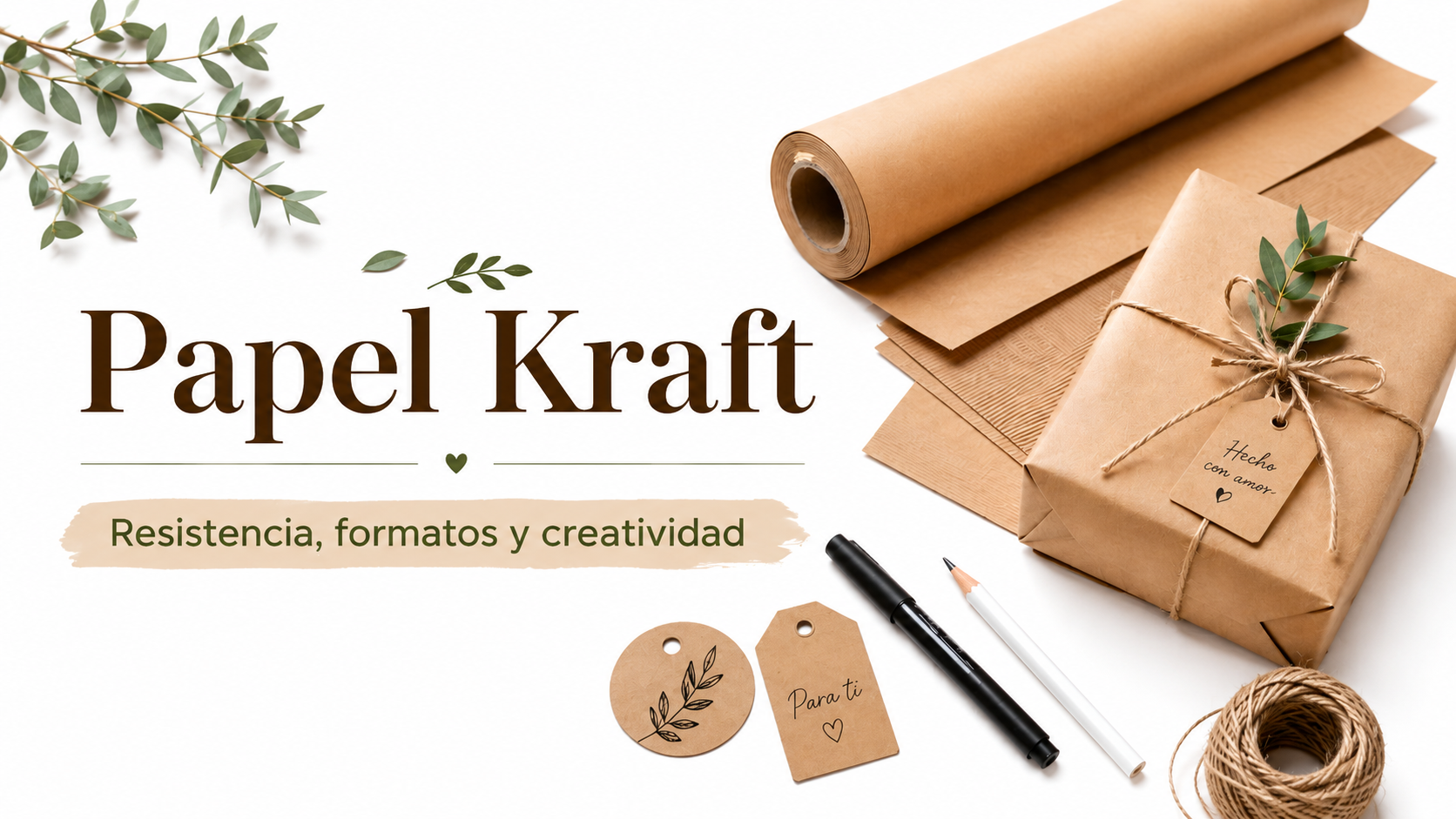 Rollo de papel kraft para embalaje y proyectos creativos.